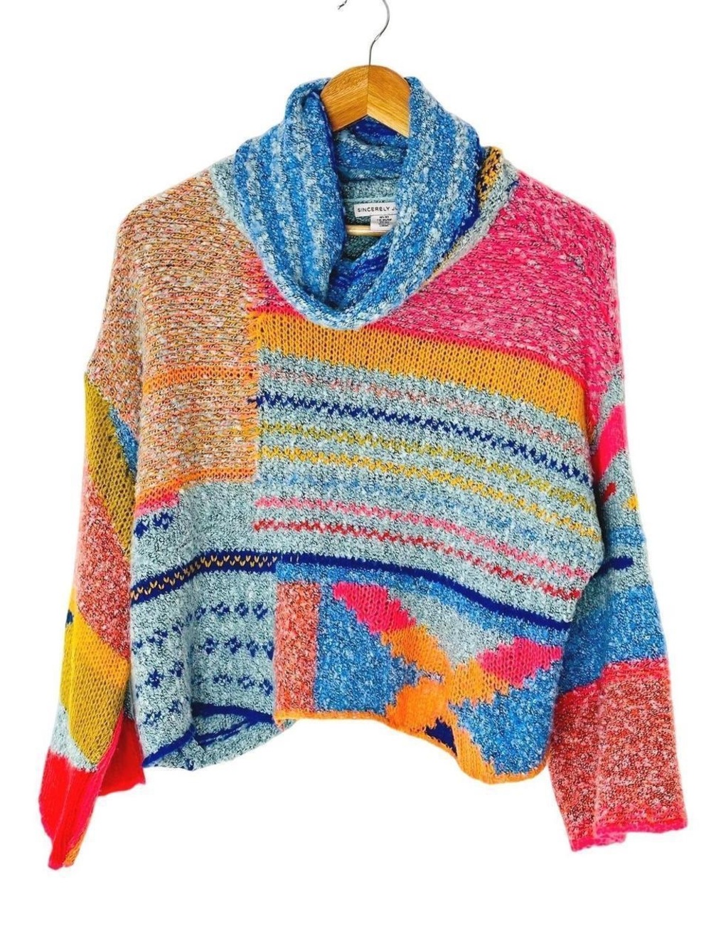 Sincerely Jules Colorblock Turtleneck Sweater - Multicolor